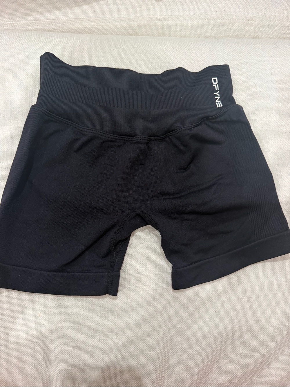 DFYNE Women's Black High-Rise Athletic Bike Shorts